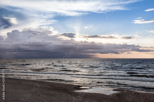 Sunset on the beach  polish sea baltic