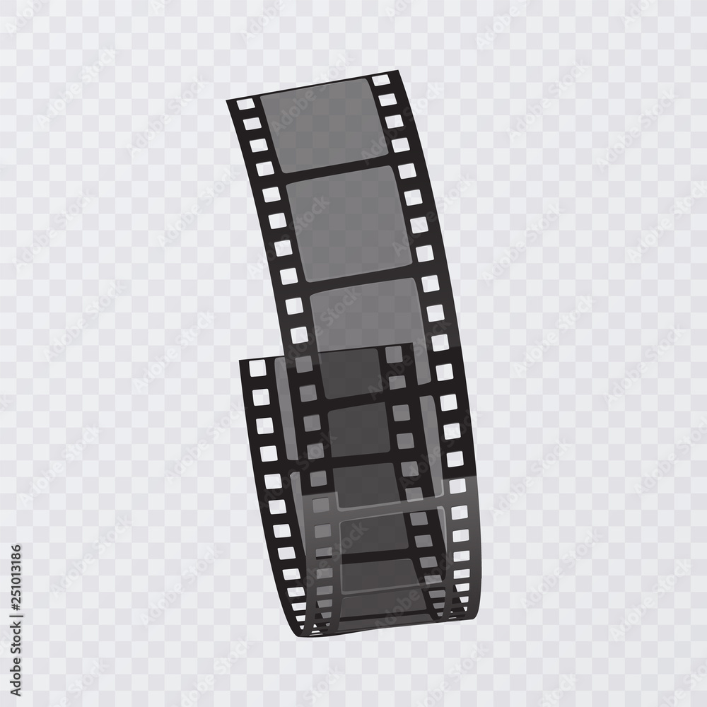Fototapeta premium Set of vector film strip isolated on transparent background.Old film strip with 3d vector illustration