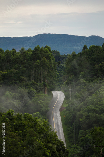 Estrada com névoa