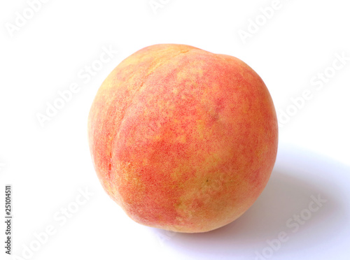 Closed Up a Fresh Ripe Peach Isolated on White Background