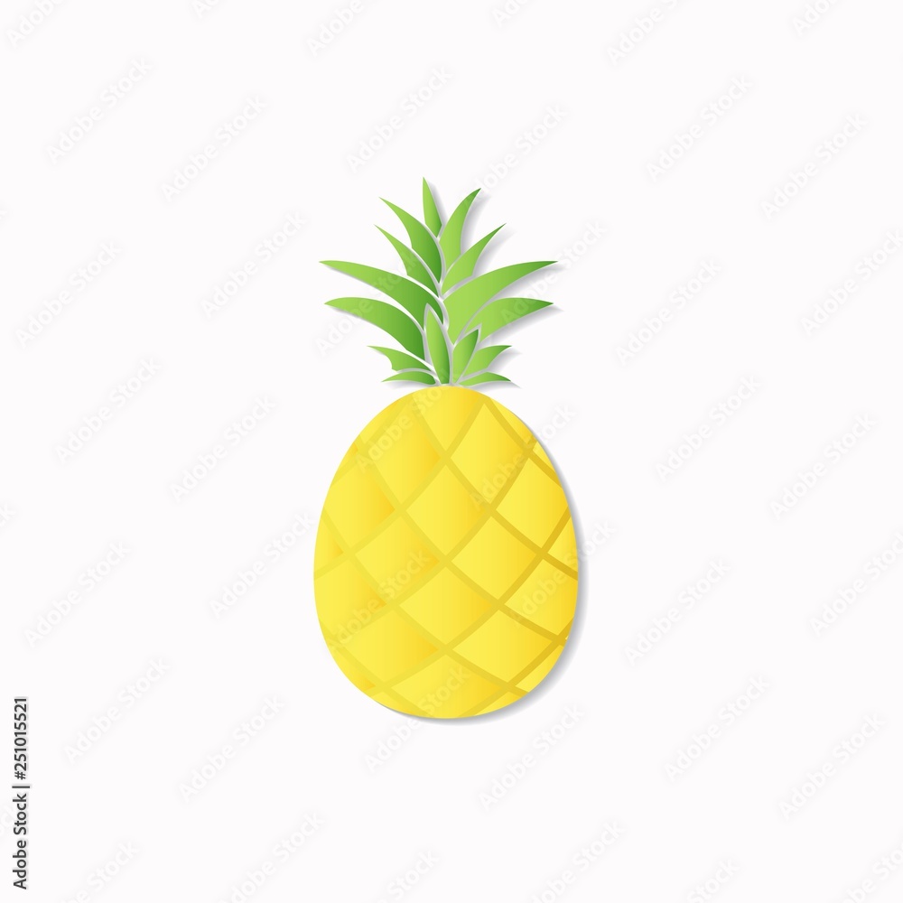 Vector illustration of hand drawn pineapple with shadow for print, postrer, sticker; card Vector illustration of hand drawn pineapple with shadow for print, postrer, sticker; card