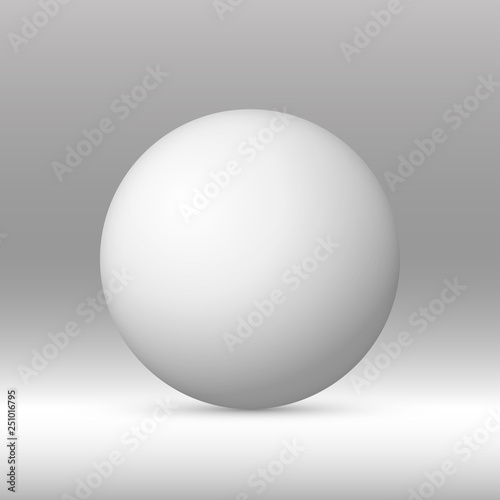 White beautiful realistic 3d sphere vector on shaded background.