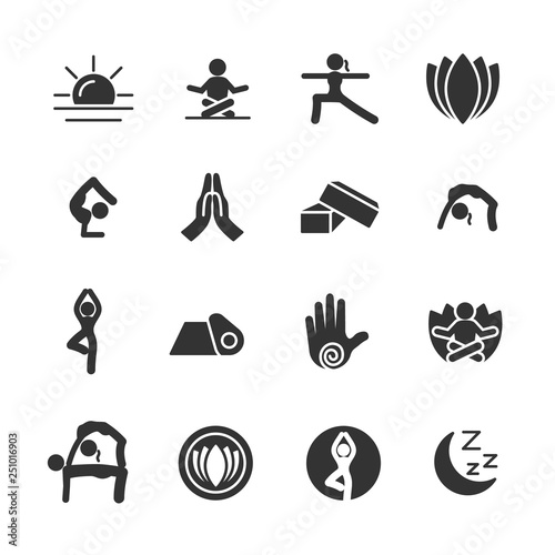 Vector set of yoga icons.
