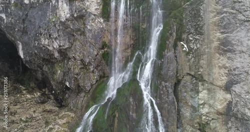 Gegsky Falls in the winter in the mountains of Abkhazia (Georgia) photo