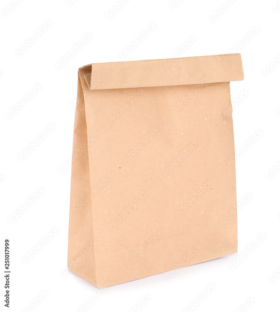 Paper bag isolated on white. Mockup for design Paper bag isolated on white. Mockup for design