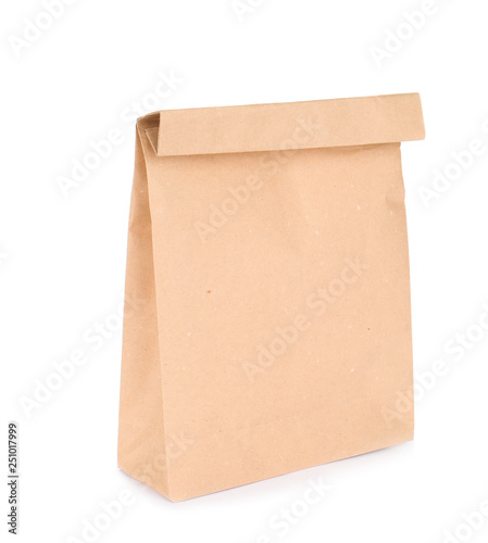 Paper bag isolated on white. Mockup for design