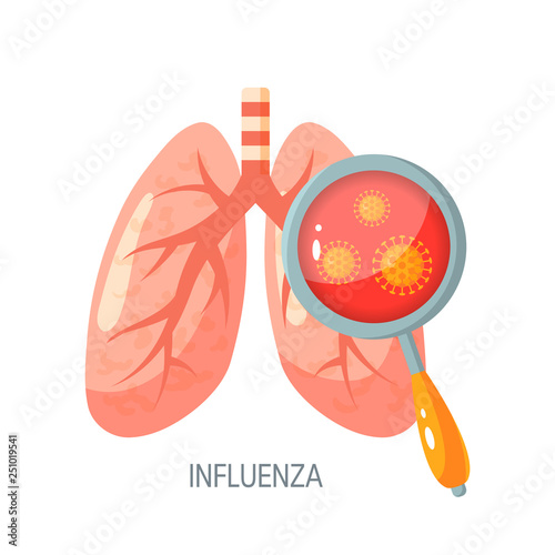 Influenza disease vector icon in flat style