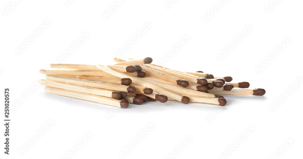 Pile of wooden matches on white background Pile of wooden matches on white background