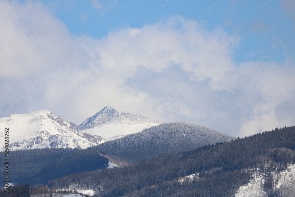 Snowy Mountains above the tree line Snowy Mountains above the tree line