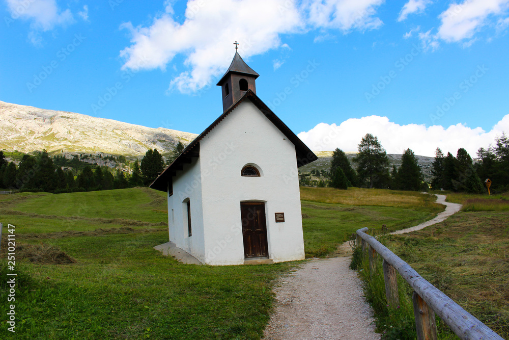 Small chapel in a village of the Dolomites, Italy