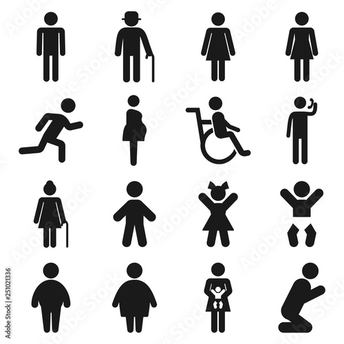 people minimal web icon set. simple vector illustration. concept for infographic, website or app.
