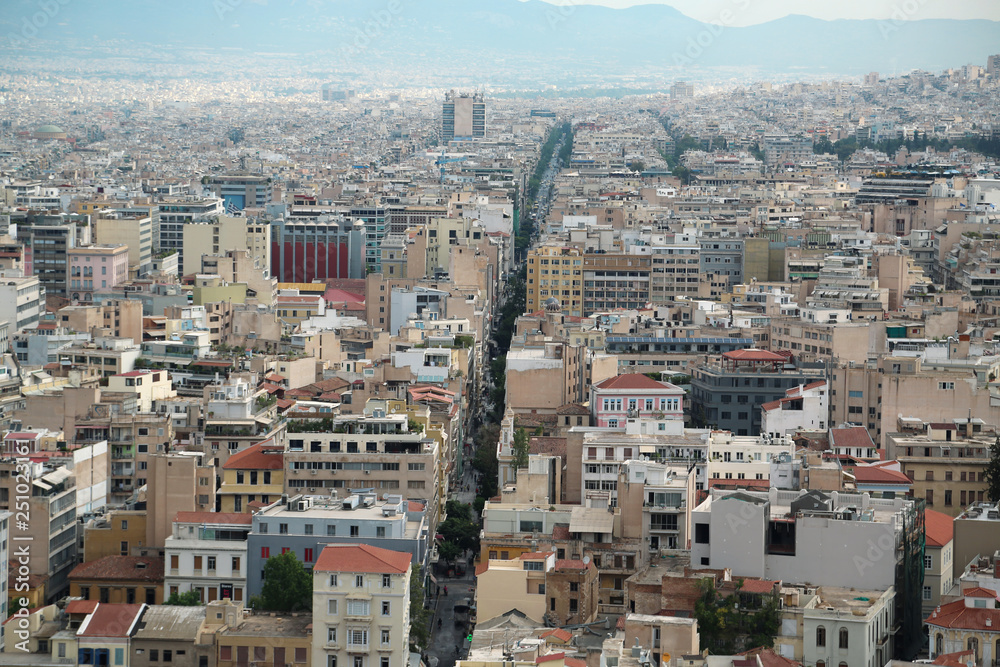 Panorama of Athens city in Greece