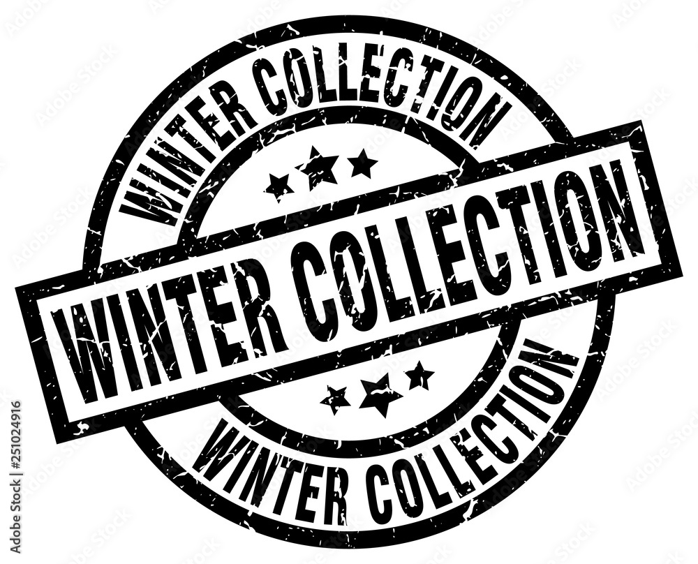 winter collection round grunge black stamp