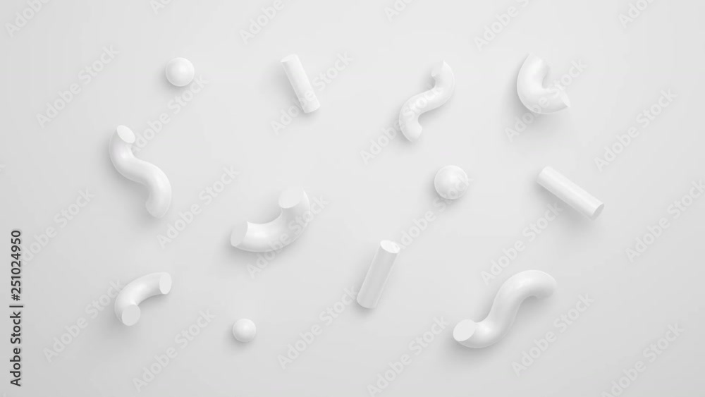 Abstract 3d animation of composition with random shapes, modern background, motion design, 4k seamless looped video Abstract 3d animation of composition with random shapes, modern background, motion design, 4k seamless looped video