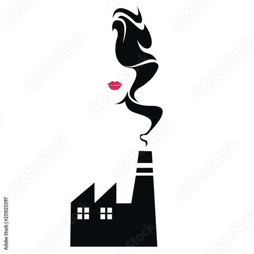 abstract factory smoke girl vector illustration