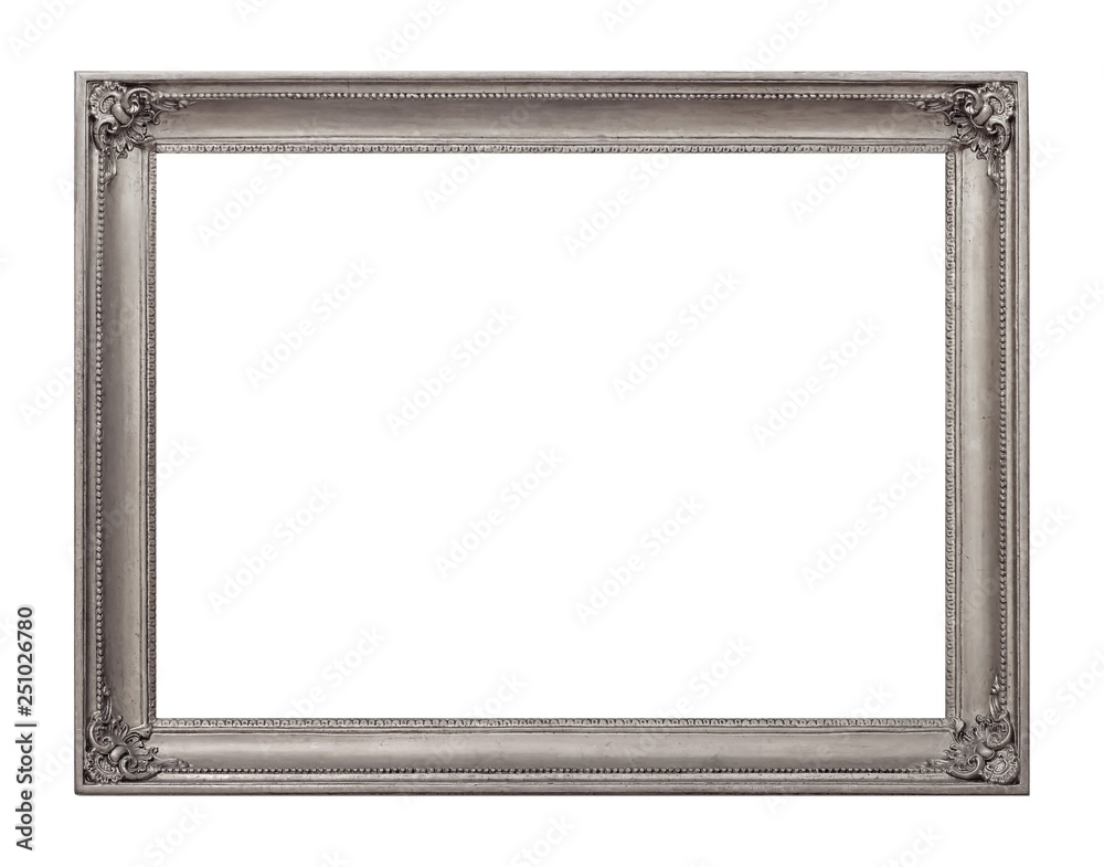 Silver frame for paintings, mirrors or photo isolated on white background Silver frame for paintings, mirrors or photo isolated on white background