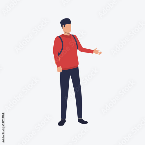 Student with backpack flat icon