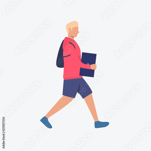 User carrying laptop flat icon