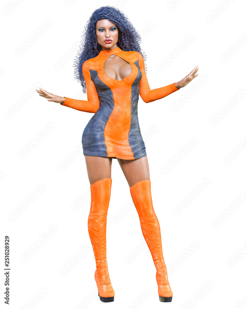 beautiful tall woman leather mini dress 