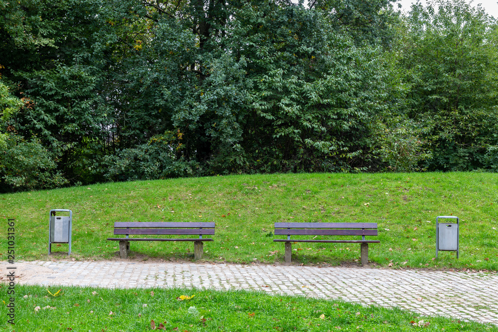 Benches in park Benches in park