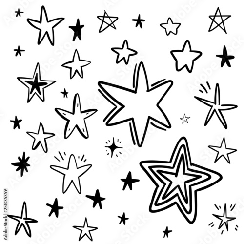 Hand drawn stars  vector doodle set