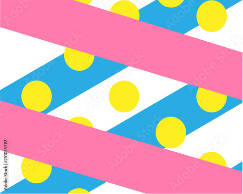 Vector abstract background texture design, bright poster, banner white background, pink and blue stripes and yellow circles shape. geometric colorful background with patterns. Design for prints,