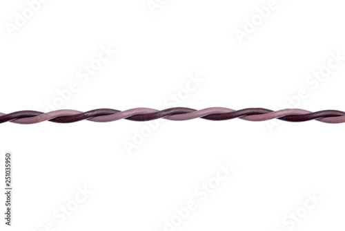 Electrical pair cable uned in computer network isolated on white background