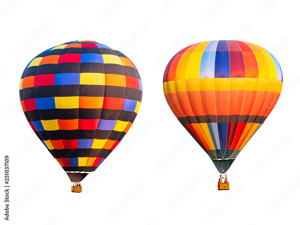 Fototapeta premium Double of colorful hot air balloon on isolated 2