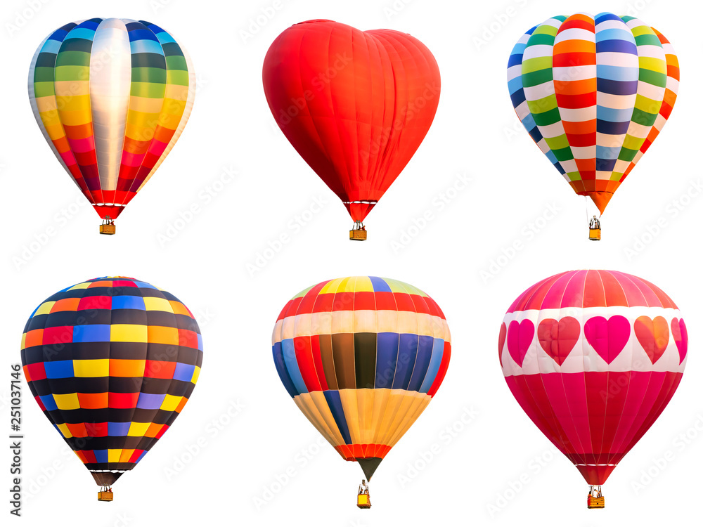 Collection of colorful hot air balloon on isolated 2