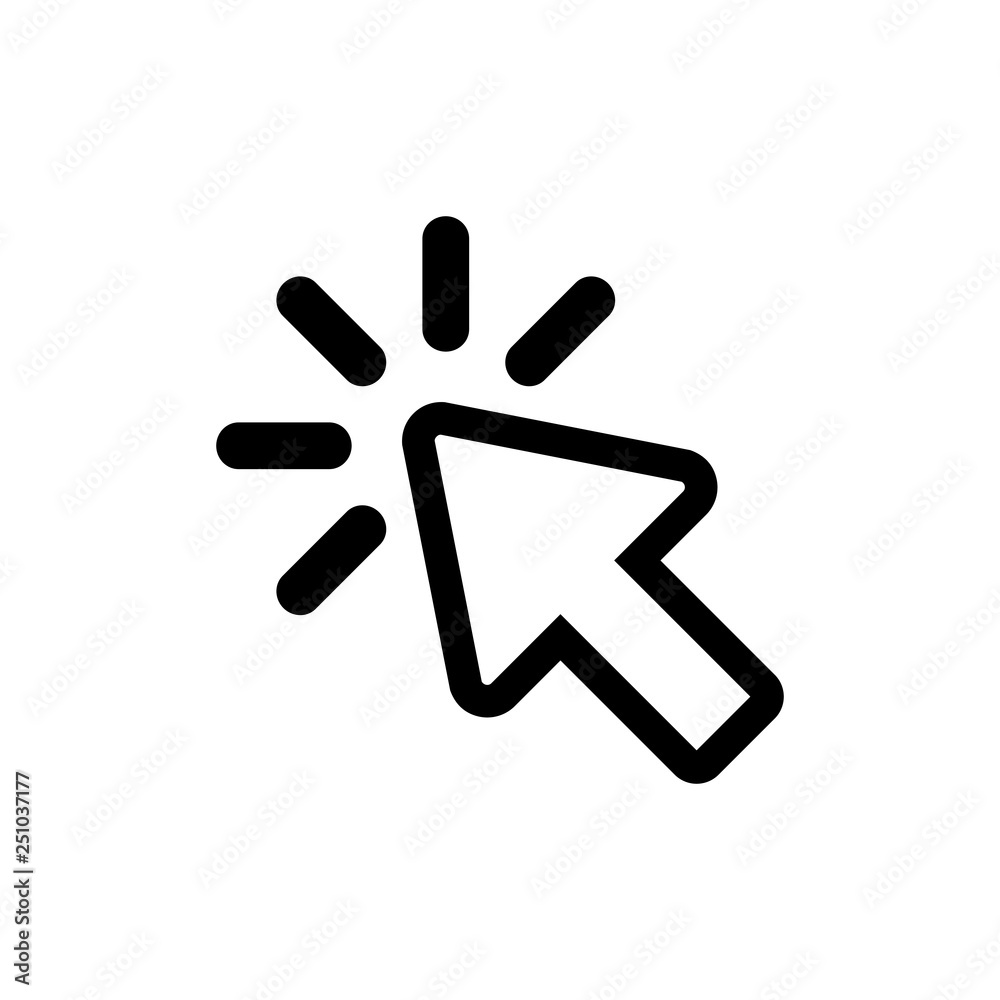 Click icon vector. Cursor icon. Computer mouse click cursor black arrow