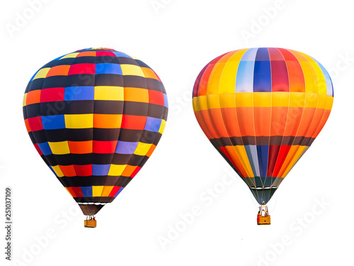 Double of colorful hot air balloon on isolated 2