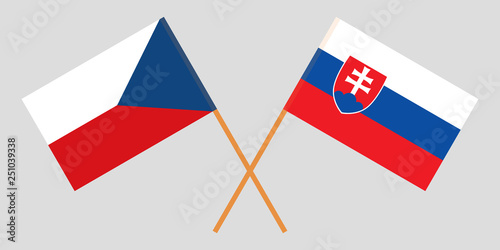 Slovakia and Czech Republic. The Slovakian and Czech flags. Official colors. Correct proportion. Vector
