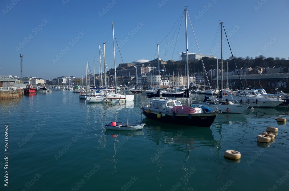 Jersey, U.K. 19th February 2019, St Helier harbour.