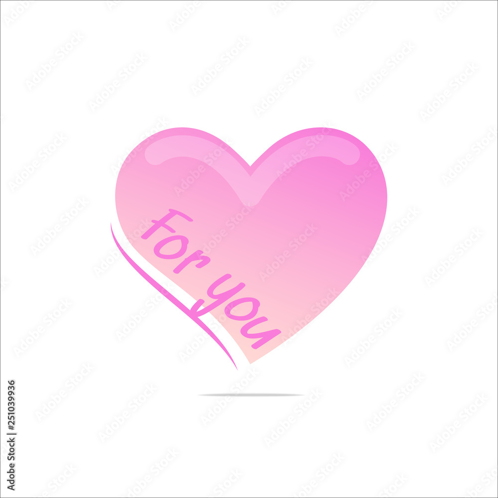 Vector illustration of pink heart for Valentine's Day.