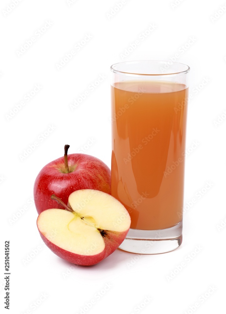 apple juice - sliced red apples and a glass of naturally cloudy apple juice in front of white background apple juice - sliced red apples and a glass of naturally cloudy apple juice in front of white background