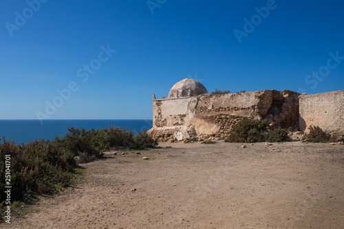 Ruin of a mosque and Atlantic ocean, Morocco