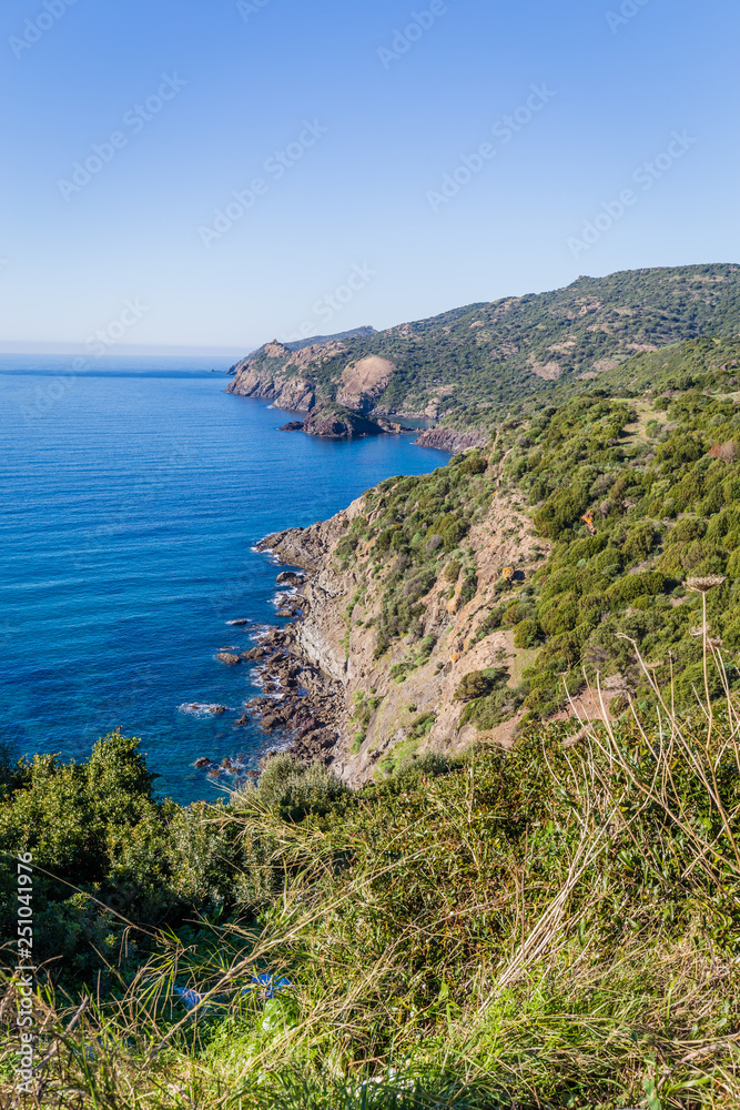North West coastline between Bosa and Alghero, Sardinia island. Italy