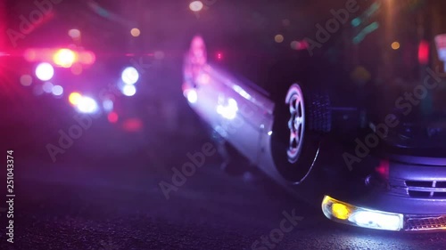 Police Patrol Car at Scene of Emergency (Optical Lens Defocus)