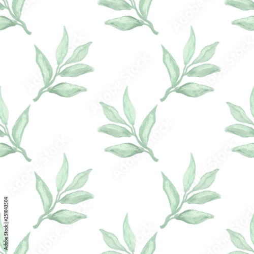 watercolor leaf seamless pattern background vector