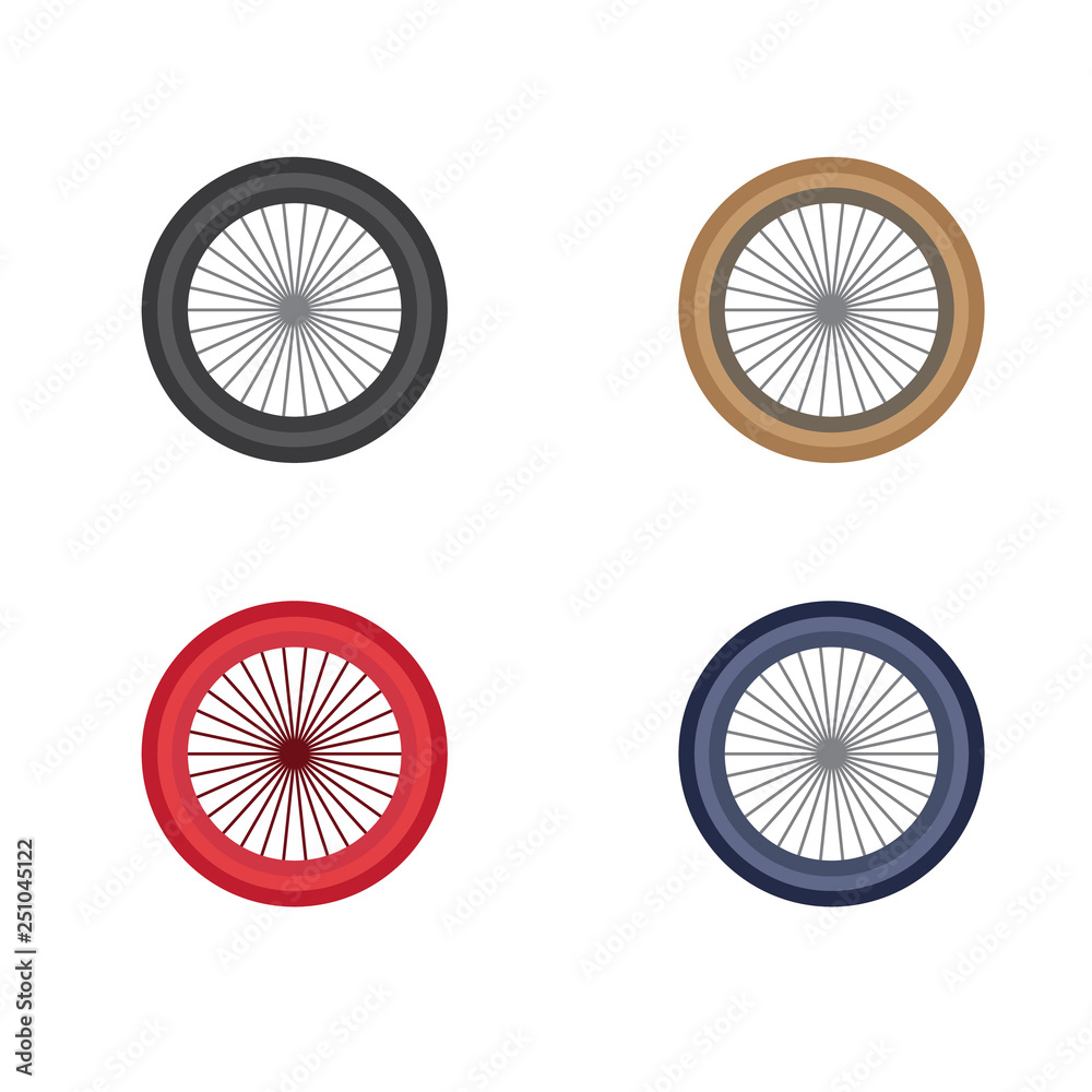 vector illustration of a motorcycle wheel with four color variations