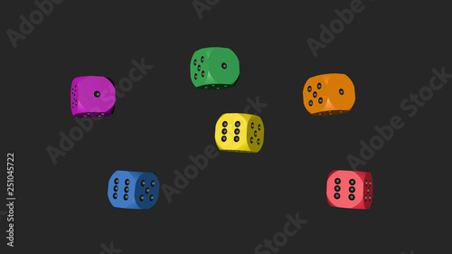 Rainbow Color Dice  3D Illustration on Gray Background