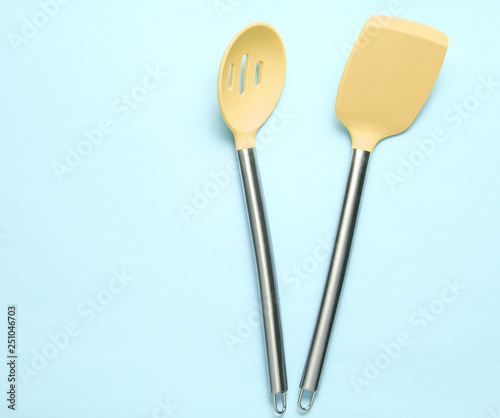 Silicone paddles for cooking. Top view.