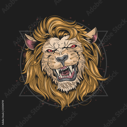 LION LEO DETAIL EPS VECTOR