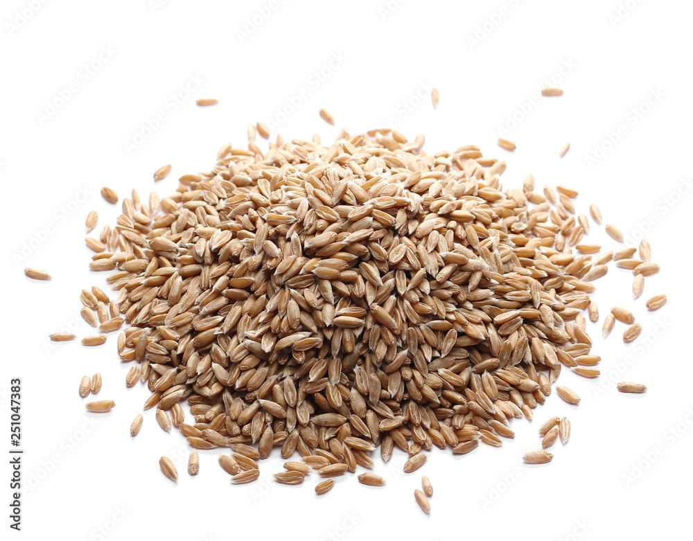 Wheat spelt grain heap isolated on white background Wheat spelt grain heap isolated on white background