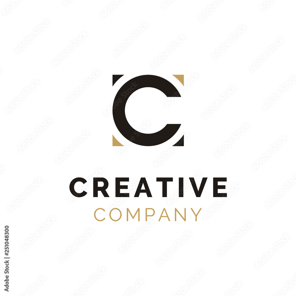 Initial Letter C logo design using circle and square Initial Letter C logo design using circle and square