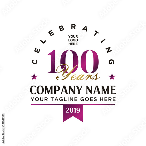 Golden Luxury Celebrating Anniversary 100th years company label logo design