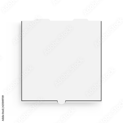 Pizza box mockup isolated on white background - view from above. Vector illustration