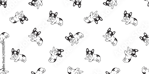 Dog seamless pattern french bulldog vector puppy scarf isolated cartoon repeat background tile wallpaper illustration © CNuisin