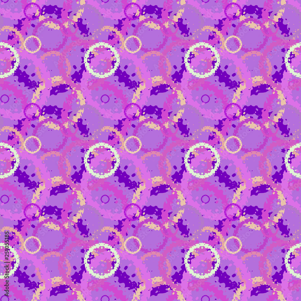 Seamless background pattern with various colored circles.