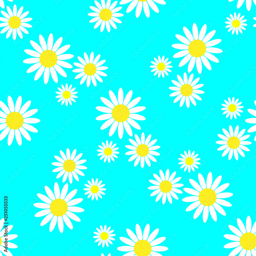 Chamomile flowers. Seamless pattern. Vector image. Background. Texture.